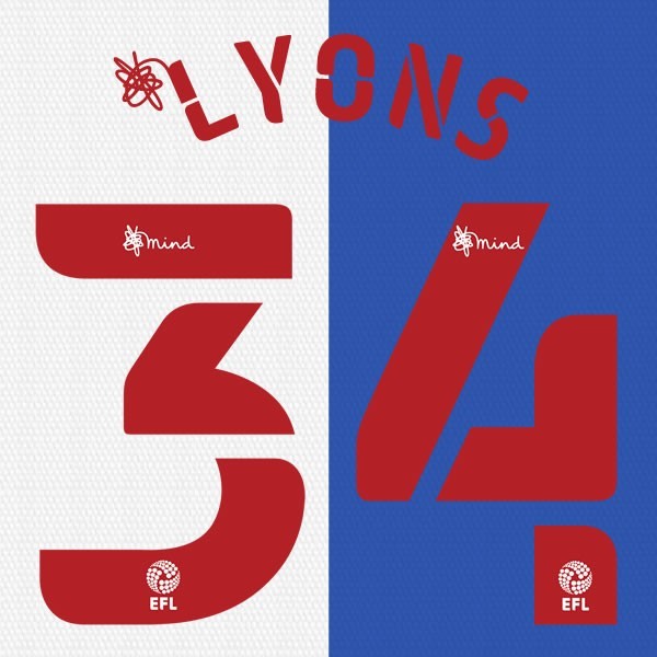 BLACKBURN 2020 2021 OFFICIAL LYONS 34 HOME PLAYER SIZE NAME SET