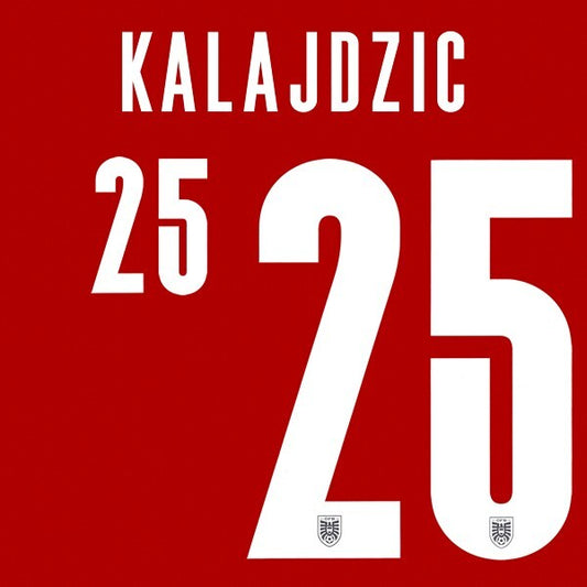 AUSTRIA 2020 2021 OFFICIAL KALAJDZIC 25 HOME PLAYER SIZE NAMESET 280MM