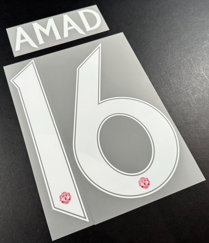 2024 2025 OFFICIAL MAN UNITED AMAD 16 WHITE CUP PLAYER SIZE NAMESET