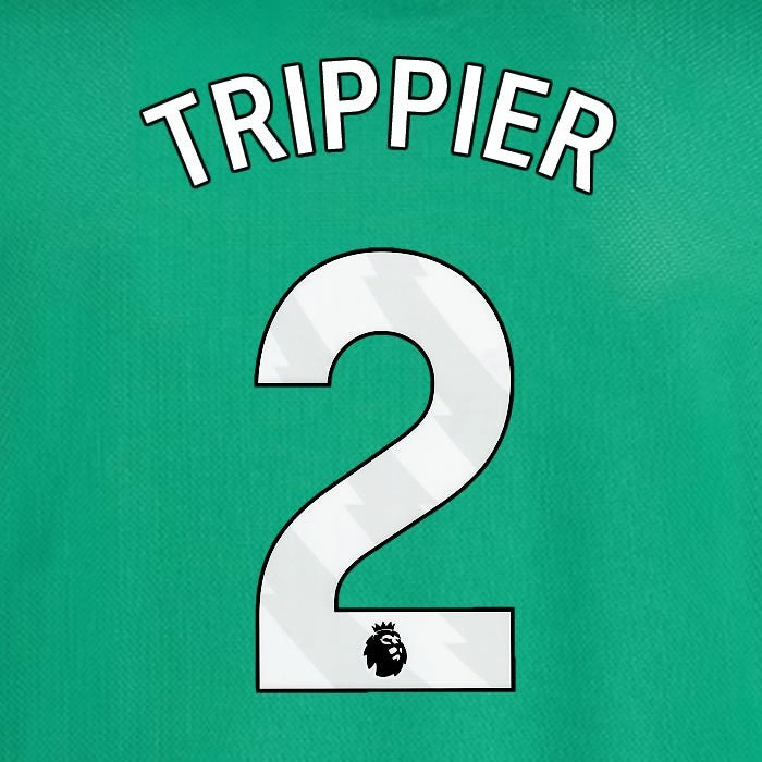 2025 2026 NEWCASTLE TRIPPIER 2 OFFICIAL WHITE AWAY  PLAYER SIZE NAME SET