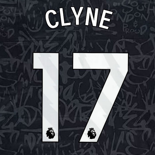 2023 2024 OFFICIAL CRYSTAL PALACE CLYNE 17 WHITE 3RD PLAYER SIZE NAMESET
