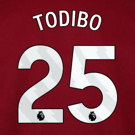 2025 2026 WEST HAM TODIBO 25 OFFICIAL WHITE HOME PLAYER SIZE NAMESET