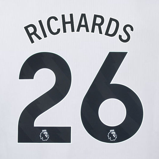 2023 2024 OFFICIAL CRYSTAL PALACE RICHARDS 26 BLACK AWAY PLAYER SIZE NAMESET