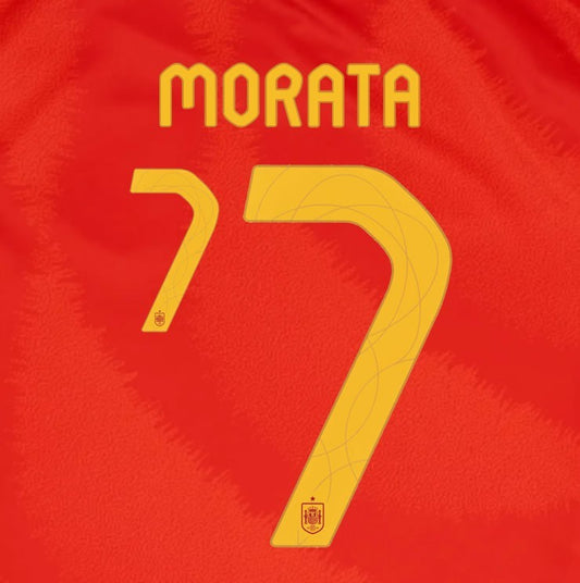 2024 2025 OFFICIAL SPAIN MORATA 7 HOME PLAYER SIZE NAMESET