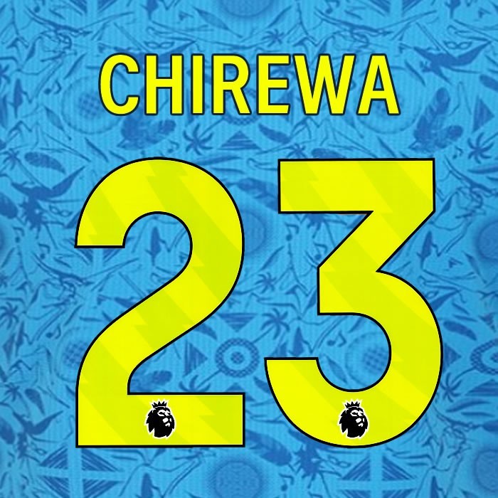 2025 2026 WOLVES 3RD YELLOW CHIREWA 23 OFFICIAL PLAYER SIZE NAMESET