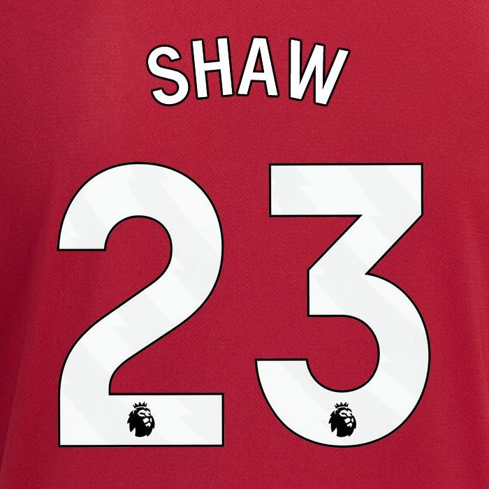 2023 2024 MANCHESTER UNITED SHAW 23 HOME WHITE PLAYER SIZE NAMESET