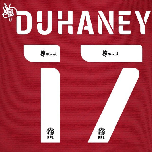 HUDDERSFIELD 2020 2021 OFFICIAL DUHANEY 17 AWAY PLAYER SIZE NAME SET