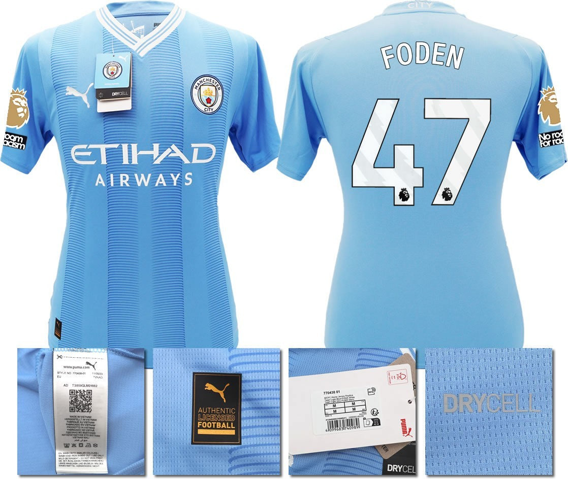 BNWT 2023 2024 MAN CITY PUMA HOME FODEN 47 + PATCHES SHIRT MEN'S SMALL