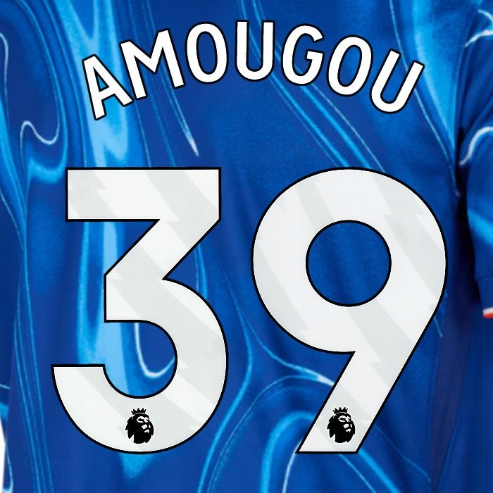 2024 2025 OFFICIAL CHELSEA AMOUGOU 39 WHITE HOME PLAYER SIZE NAMESET