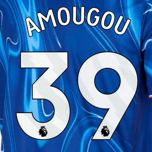 2024 2025 OFFICIAL CHELSEA AMOUGOU 39 WHITE HOME PLAYER SIZE NAMESET