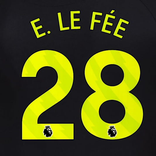 2025 2026 OFFICIAL SUNDERLAND E LE FEE 28 YELLOW 3RD PLAYER SIZE NAME SET