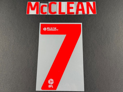 2025 2026 WREXHAM A.F.C  McCLEAN 7 OFFICIAL RED 3RD PLAYER SIZE NAMESET