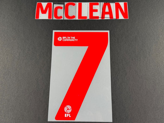 2025 2026 WREXHAM A.F.C  McCLEAN 7 OFFICIAL RED 3RD PLAYER SIZE NAMESET