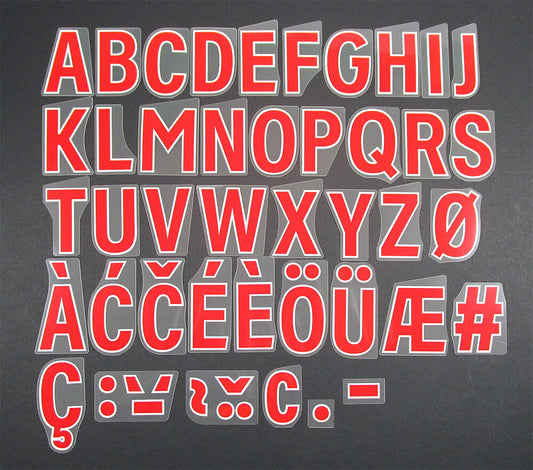 2023 - 2025 OFFICIAL AVERY DENNISON PREMIER LEAGUE RED PLAYER SIZE LETTERS