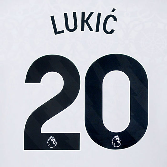 2025 2026 OFFICIAL FULHAM LUKIC 20 BLACK HOME PLAYER SIZE NAMESET