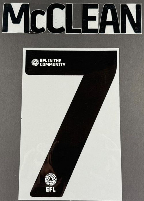 24 / 25 WREXHAM A.F.C.  McCLEAN 7 OFFICIAL BLACK HOME PLAYER SIZE NAME SET