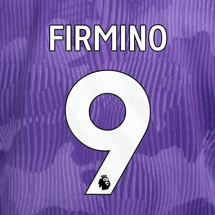 2023 2024 OFFICIAL LIVERPOOL FIRMINO 9 WHITE 3RD PLAYER SIZE NAMESET