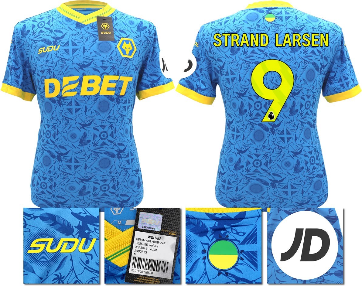 BNWT 2025/2026 WOLVES F.C.  SUDU THIRD SHIRT STRAND LARSEN 9