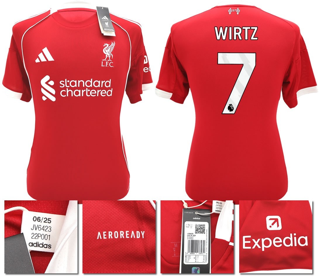 BNWT 2025 2026 LIVERPOOL ADIDAS HOME SHIRT WIRTZ 7 + PACTHES MEN'S