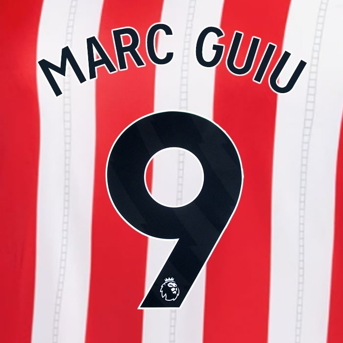 2025 2026 OFFICIAL SUNDERLAND MARC GUIU 9 BLACK HOME PLAYER SIZE NAME SET