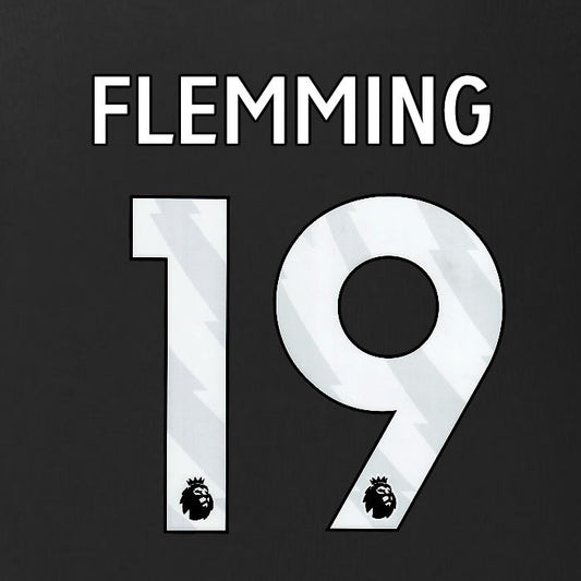 2025 2026 BURNLEY FLEMMING 19 OFFICIAL WHITE 3RD PLAYER SIZE NAMESET