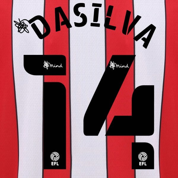 BRENTFORD 2020 2021 OFFICIAL DASILVA 14 HOME PLAYER SIZE NAME SET