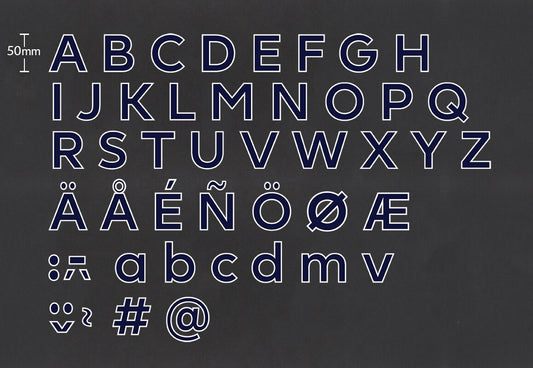 2019 - 2023 OFFICIAL AVERY DENNISON PREMIER LEAGUE BLUE PLAYER SIZE LETTERS
