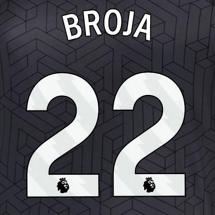2024 2025 EVERTON BROJA 22 OFFICIAL WHITE AWAY PLAYER SIZE NAMESET