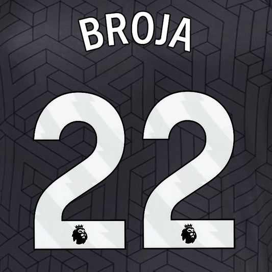 2024 2025 EVERTON BROJA 22 OFFICIAL WHITE AWAY PLAYER SIZE NAMESET