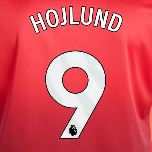 2024 2025 MANCHESTER UNITED HOJLUND 9 HOME WHITE PLAYER SIZE NAMESET