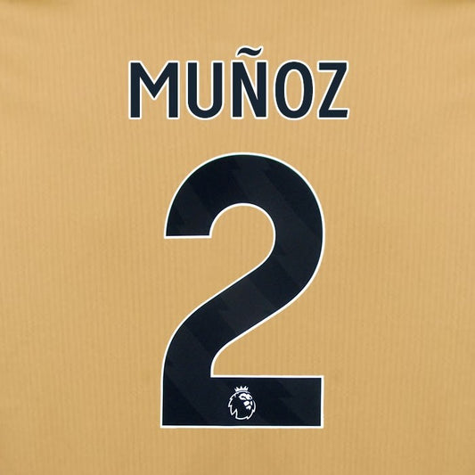 2025 2026 OFFICIAL CRYSTAL PALACE MUNOZ 2 BLACK 3RD PLAYER SIZE NAMESET