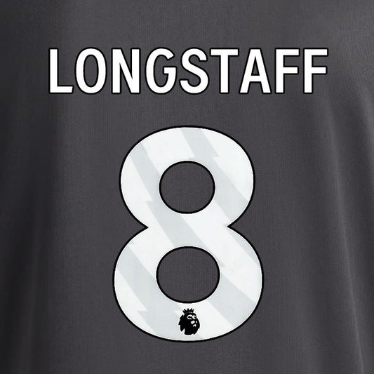 2025 2026 OFFICIAL LEEDS UNITED LONGSTAFF 8 WHITE 3RD PLAYER SIZE NAMESET