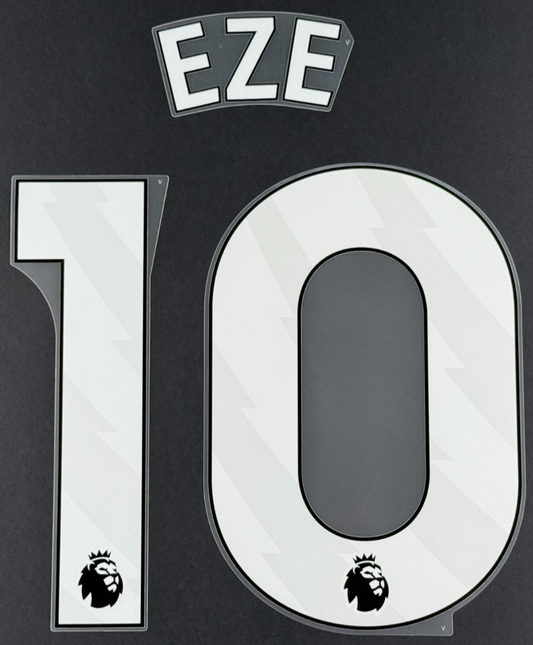 ARSENAL 2025/2026   EZE 10   OFFICIAL AVERY DENNISON WHITE PLAYER SIZE NAME SET