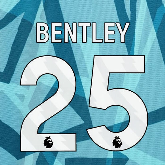 2023 2024 WOLVES 3RD BENTLEY 25 OFFICIAL WHITE PLAYER SIZE NAMESET