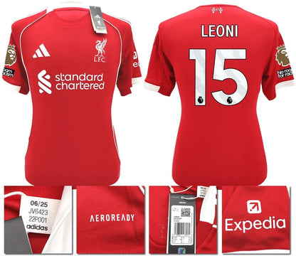 BNWT 2025 2026 LIVERPOOL ADIDAS HOME SHIRT LEONI 15 + PACTHES MEN'S