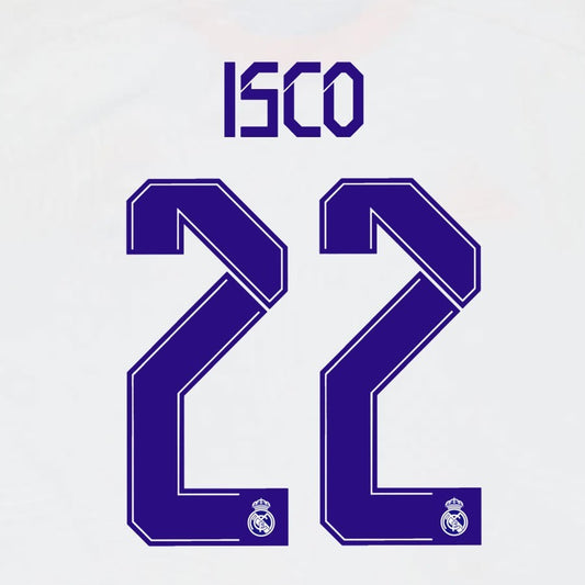 2021 2022 AVERY DENNISON REAL MADRID ISCO 22 HOME PLAYER SIZE NAMESET