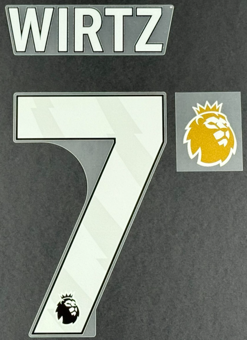 LIVERPOOL 25/26 WIRTZ 7 + CHAMPIONS SLEEVE PATCH AVERY DENNISON WHITE KIDS SIZE