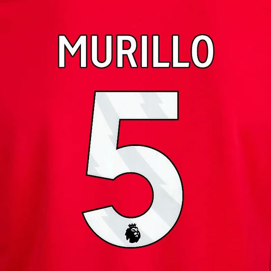 2024 2025 OFFICIAL NOTTINGHAM MURILLO 5 WHITE HOME PLAYER SIZE NAMESET