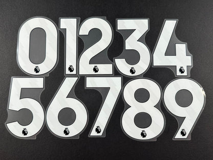 2024 2025 OFFICIAL AVERY DENNISON PREMIER LEAGUE WHITE SHORTS NUMBERS