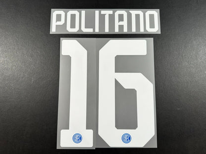 INTER MILAN 2019 2020 POLITANO 16 OFFICIAL HOME WHITE PLAYER SIZE NAMESET