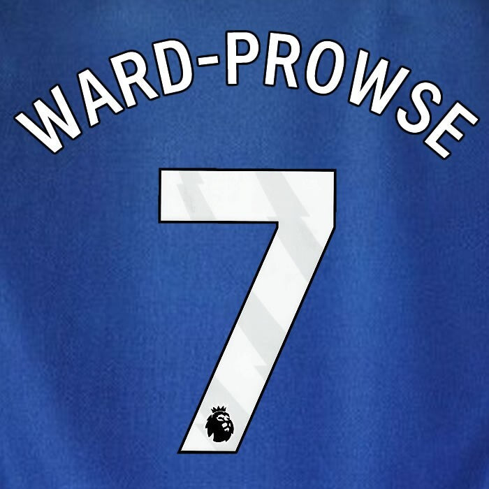 2023 2024 WEST HAM WARD PROWSE 7 OFFICIAL 3RD WHITE PLAYER SIZE NAMESET
