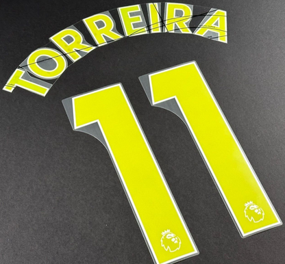 ARSENAL 19-23 TORREIRA 11 OFFICIAL AVERY DENNISON YELLOW PLAYER SIZE NAME SET