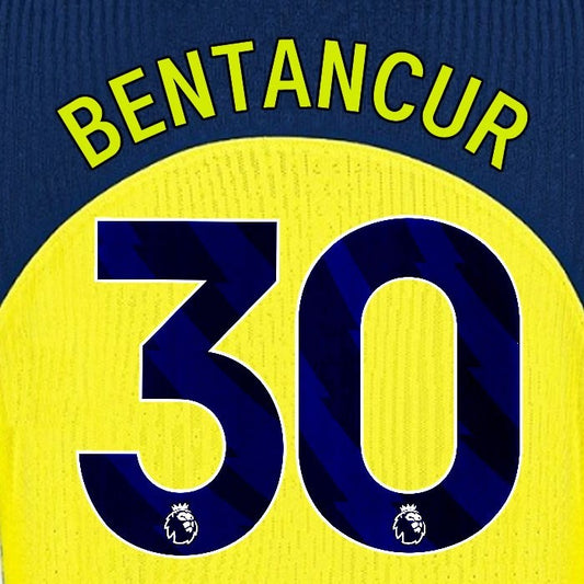 2025 2026 TOTTENHAM BENTANCUR 30 3RD PLAYER SIZE NAME SET