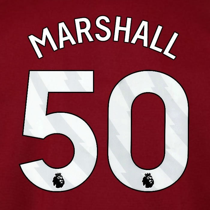 2025 2026 WEST HAM MARSHALL 50 OFFICIAL WHITE HOME PLAYER SIZE NAMESET