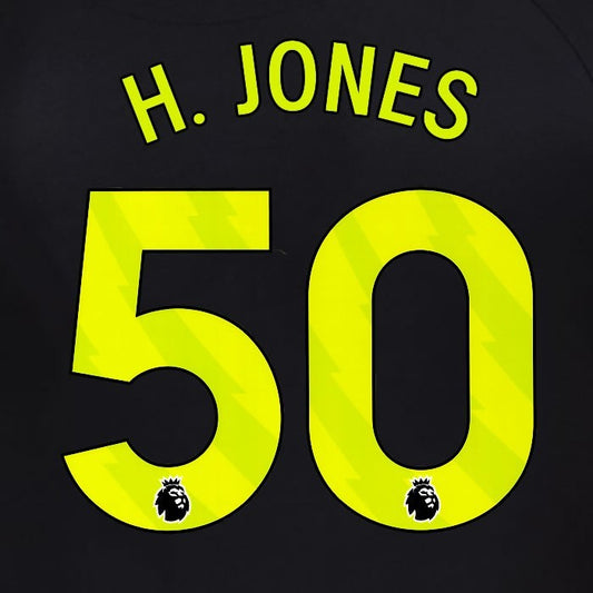 2025 2026 OFFICIAL SUNDERLAND H JONES 50 YELLOW 3RD PLAYER SIZE NAME SET