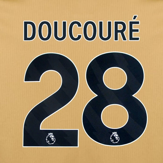 2025 2026 OFFICIAL CRYSTAL PALACE DOUCOURE 28 BLACK 3RD PLAYER SIZE NAMESET