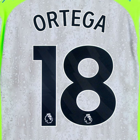 2025 2026 MANCHESTER CITY ORTEGA 18 BLACK 3RD PLAYER SIZE NAME SET