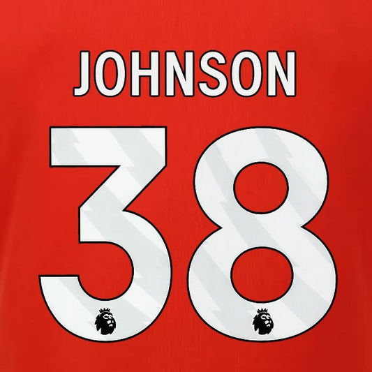 2023 2024 LUTON TOWN OFFICIAL JOHNSON 38 WHITE HOME PLAYER SIZE NAMESET