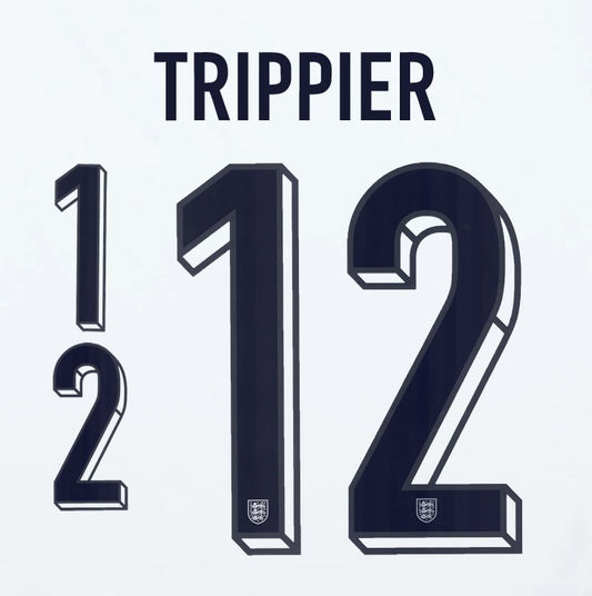 2024 2025 OFFICIAL ENGLAND TRIPPIER 12 HOME PLAYER SIZE NAME SET