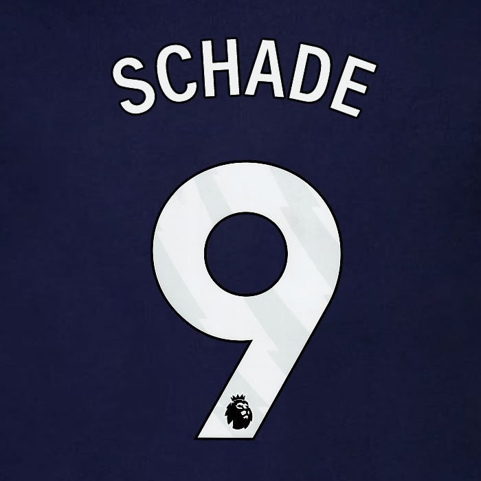 2023 2024 BRENTFORD SCHADE 9 OFFICIAL WHITE 3rd PLAYER SIZE NAMESET